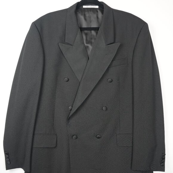 Karl Lagerfeld Men’s Black 100% Wool Double Breasted Tuxedo Jacket 43L - Picture 1 of 8